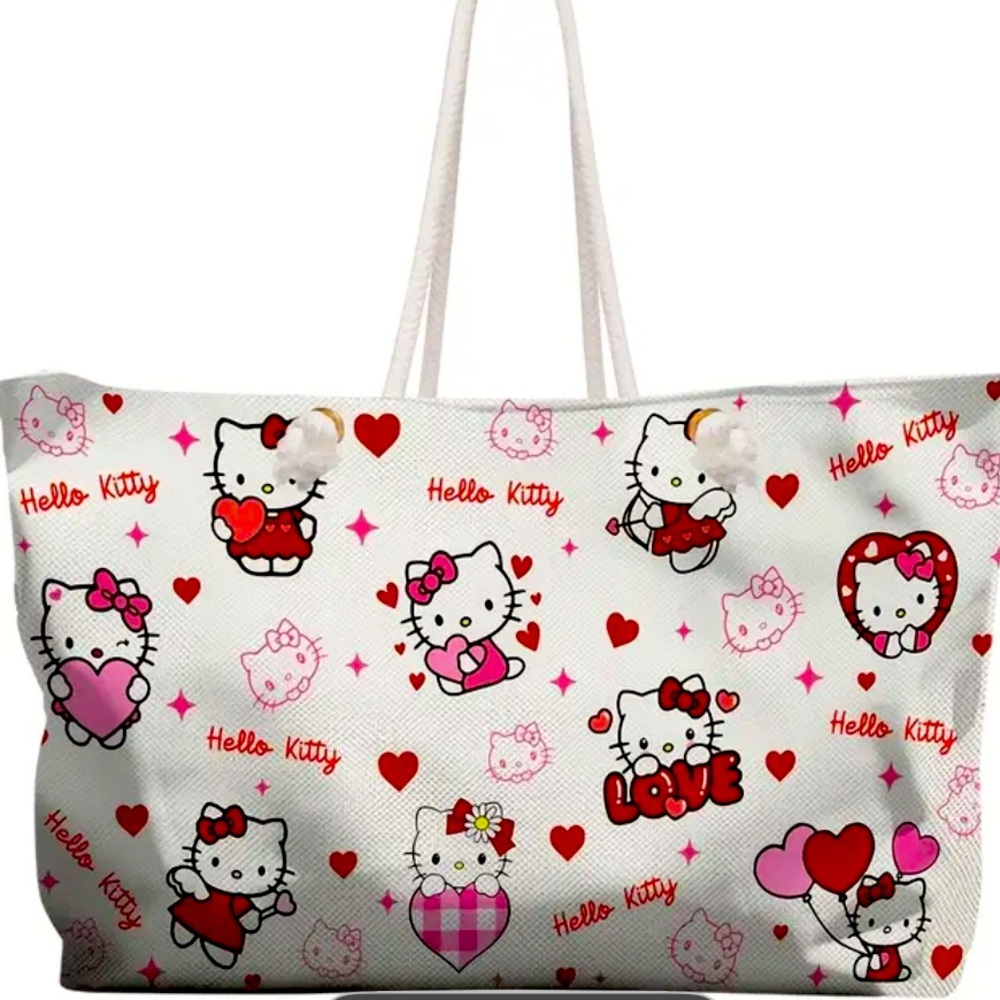 Easter Sale!! Hello kitty XLG canvas tote bag in white or pink new